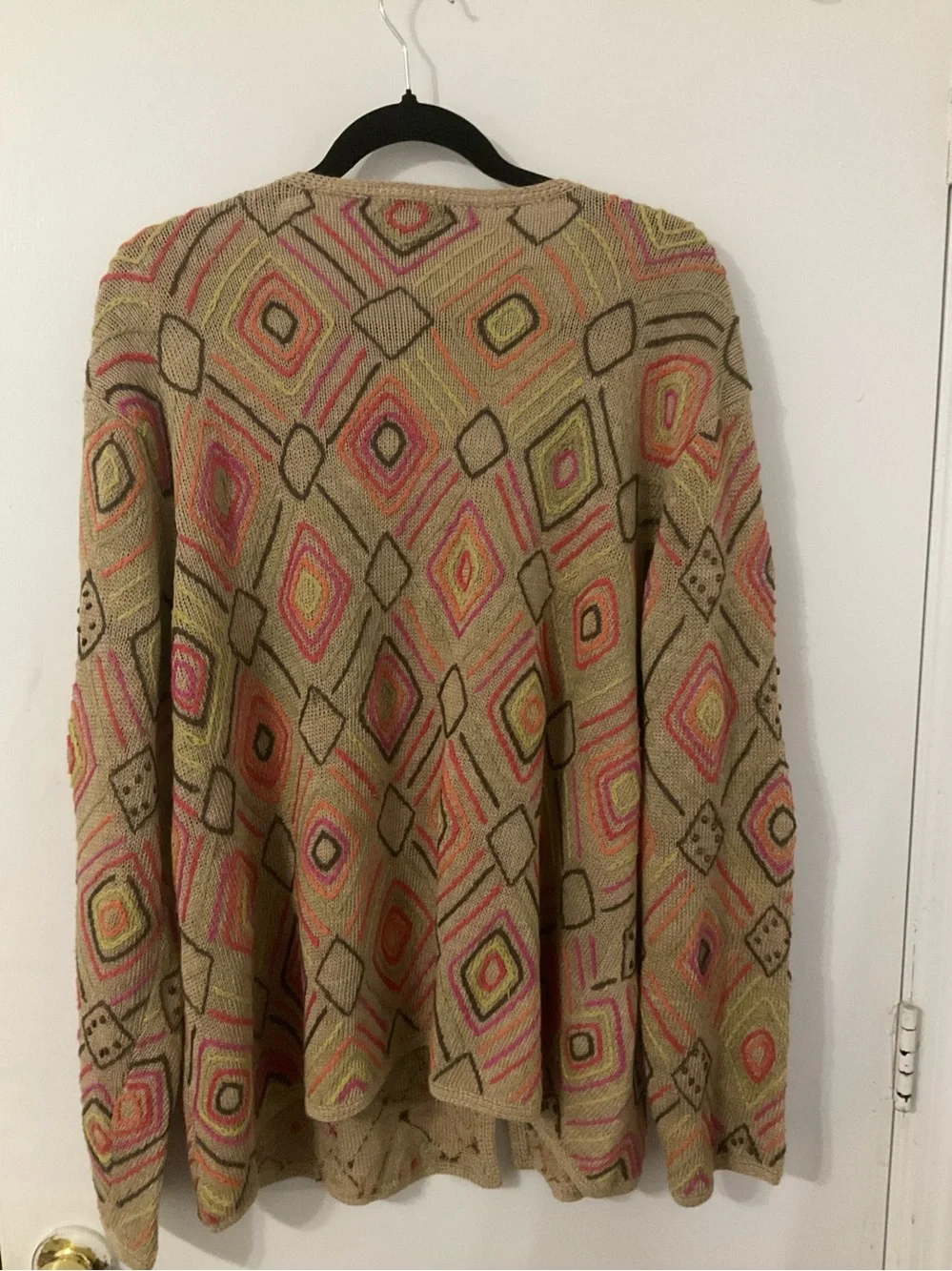 Sigrid Olsen Sport Geometric print Rayon and  Silk Blend Cardigan SZ 2X